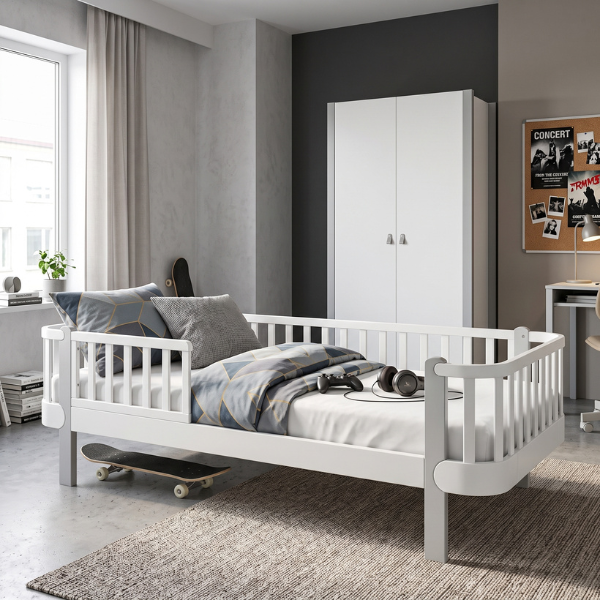 Jednolůžková postel Zukko Gekko 190x80. Bílá / Šedá
